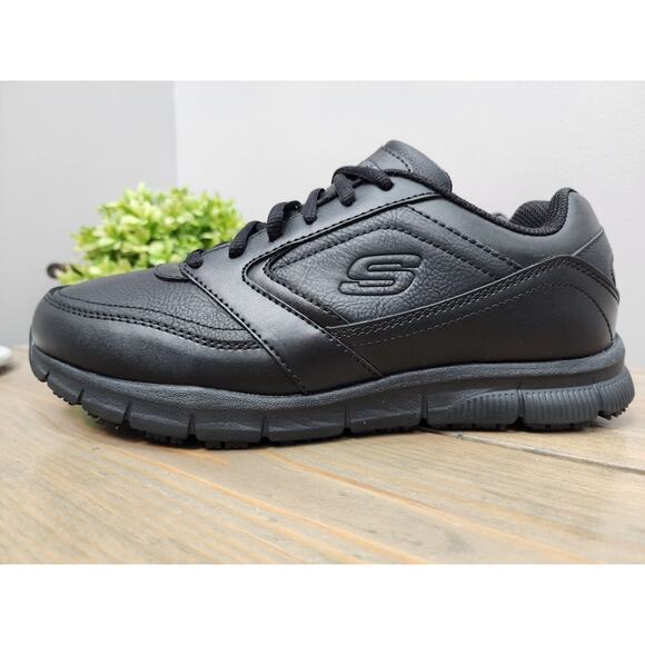 Skechers Nampa Slip Resistant Work Shoes Mens Size 8 Black 77156W